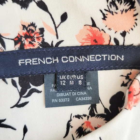 NWOT French Connection White Floral Fit and Flare Dress Size 8 - Picture 6 of 8